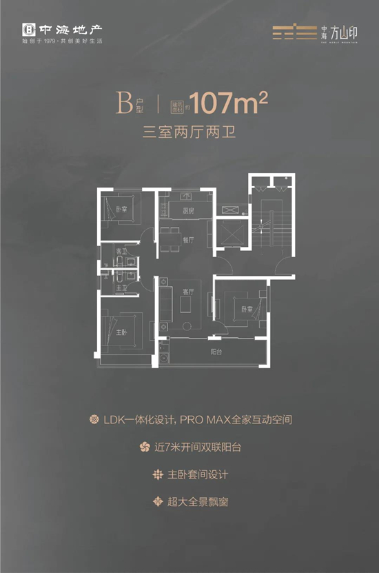 中海方山印107㎡户型图