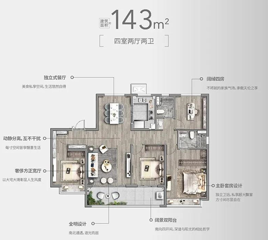 景业龙光玖云府143㎡户型图