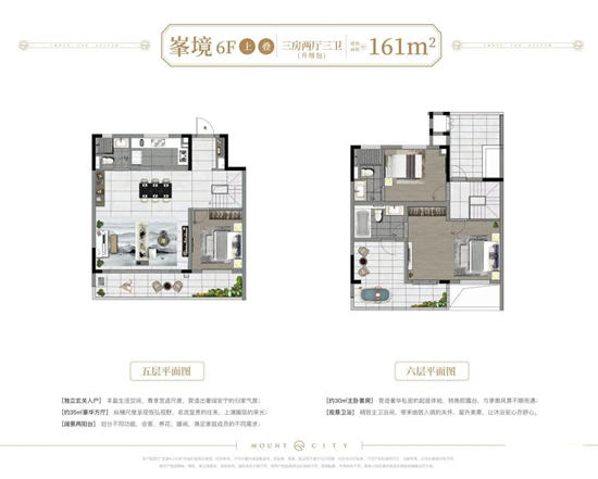 龙湖山与城161㎡户型图（上叠）