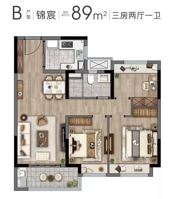 大华锦绣前程3室2厅1卫