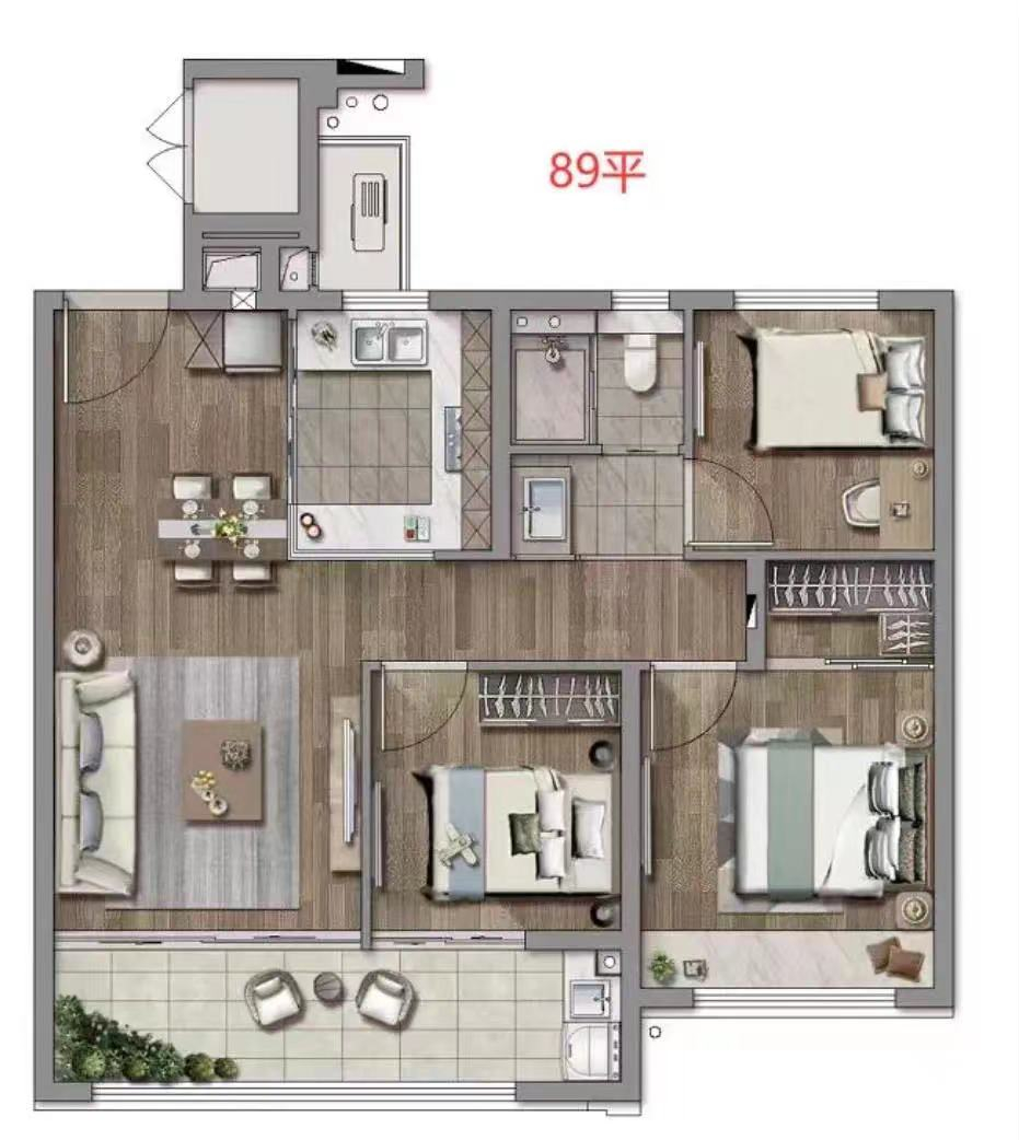 都会紫京3室2厅1卫