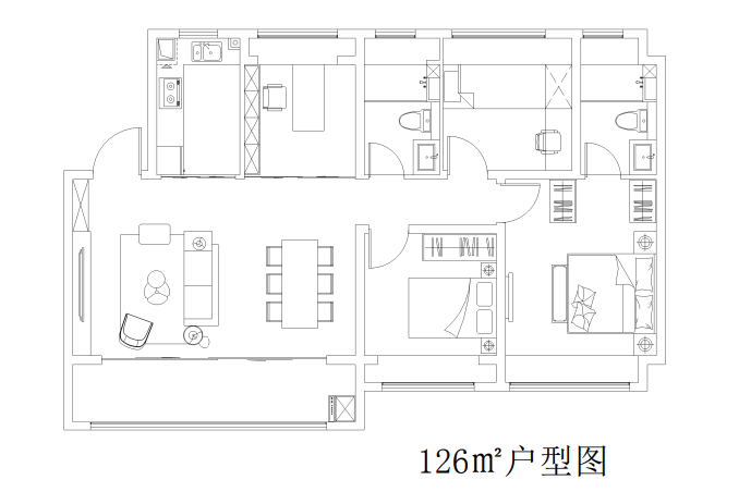 星叶燕尚玥府126㎡户型图